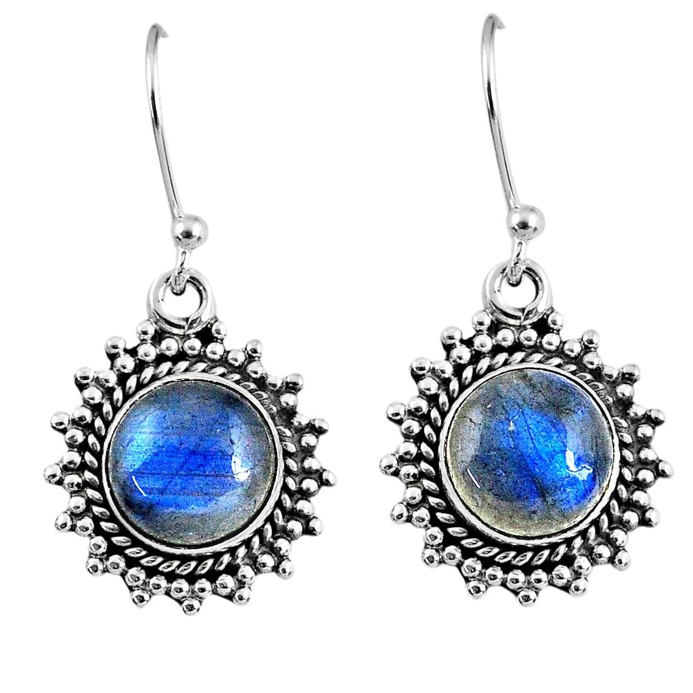 6.57cts natural blue labradorite 925 sterling silver dangle earrings r60599