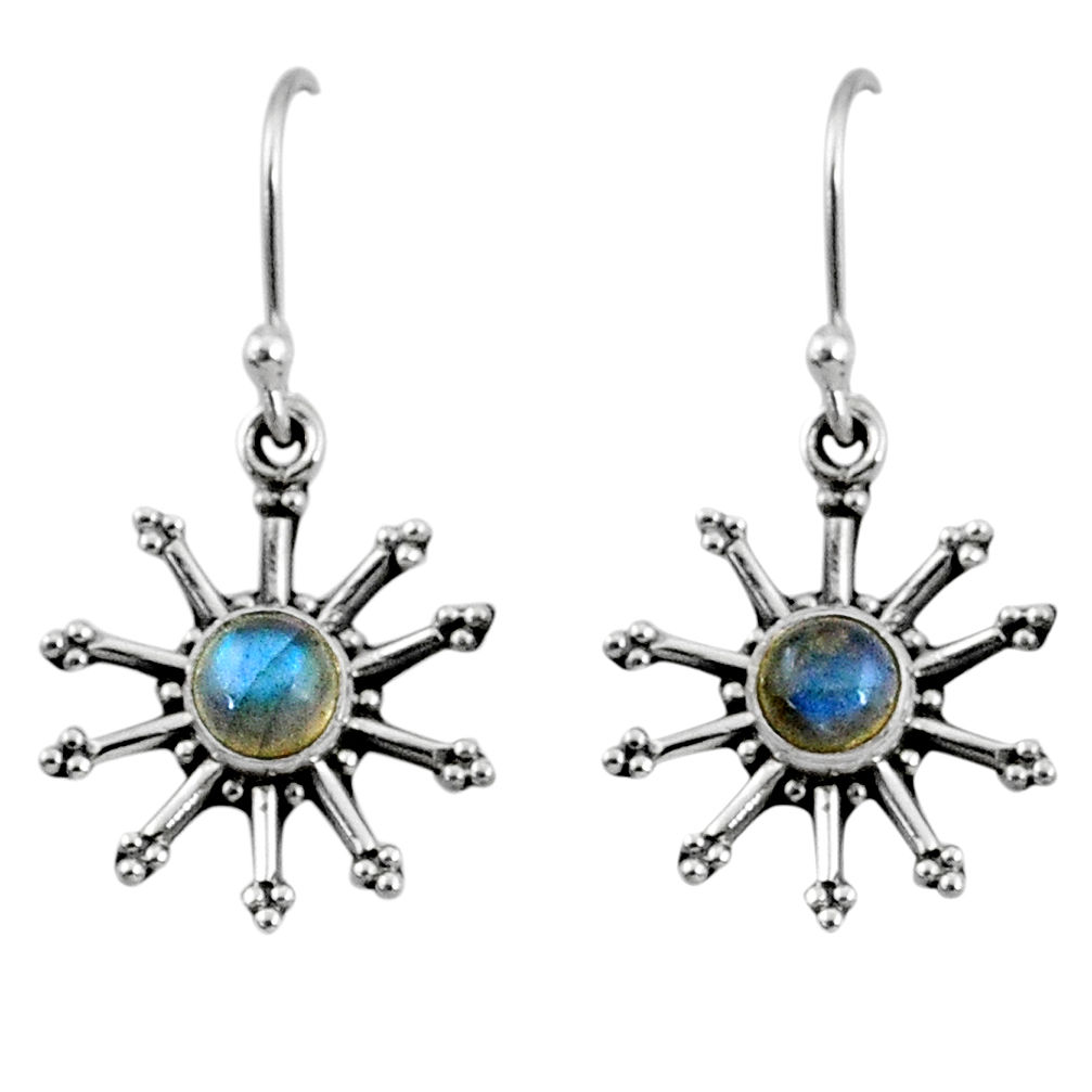 1.42cts natural blue labradorite 925 sterling silver dangle earrings r60700