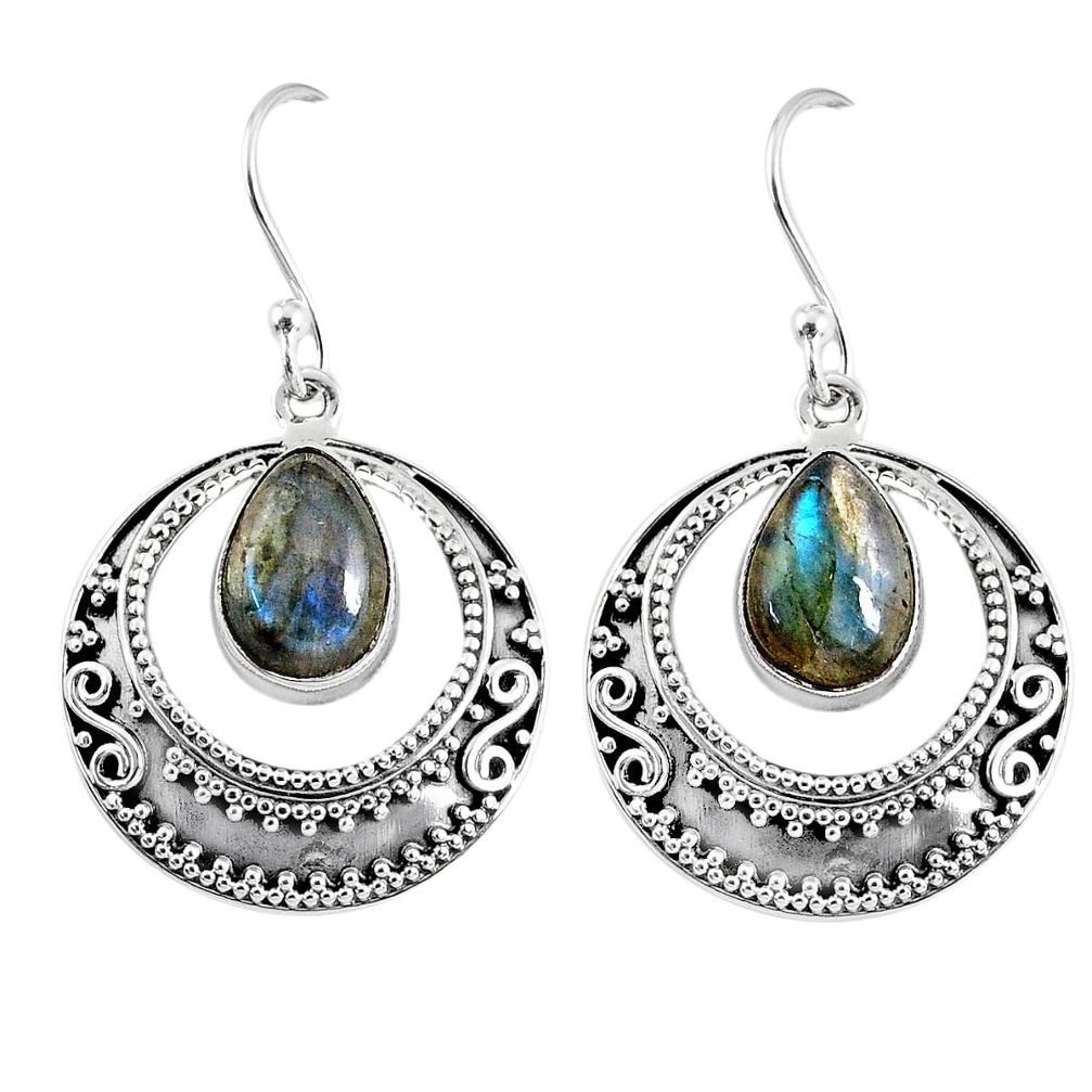 5.09cts natural blue labradorite 925 sterling silver dangle earrings r60973