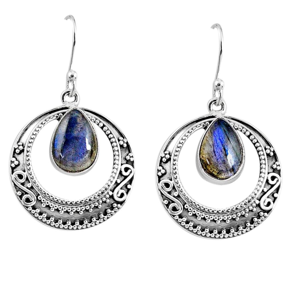 5.24cts natural blue labradorite 925 sterling silver dangle earrings r60974