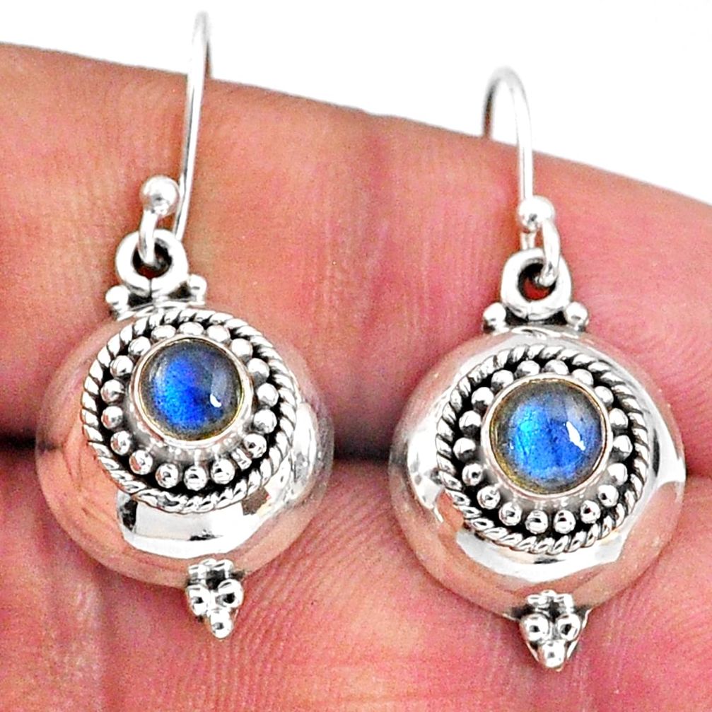 2.44cts natural blue labradorite 925 sterling silver dangle earrings r65136