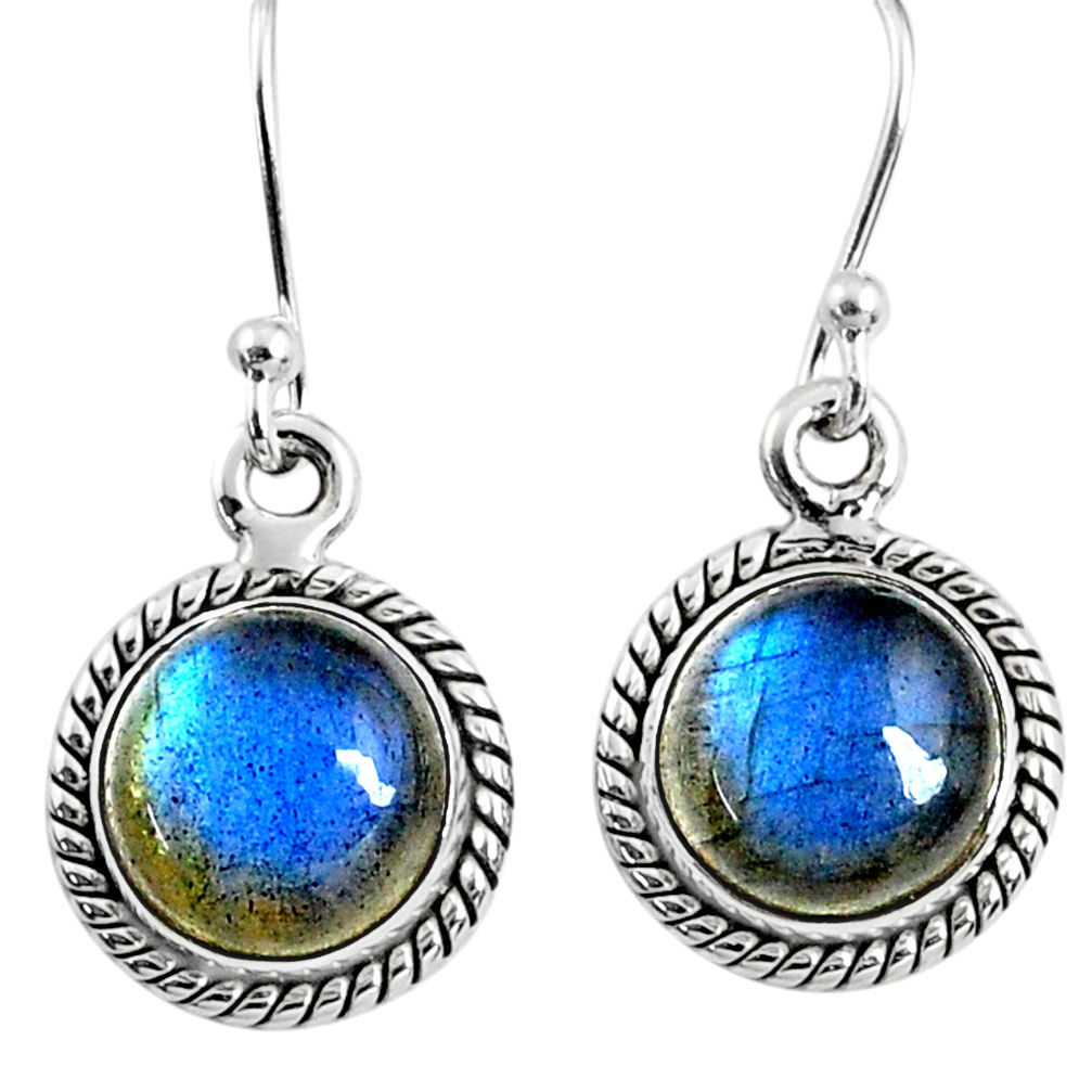 7.97cts natural blue labradorite 925 sterling silver dangle earrings r66422