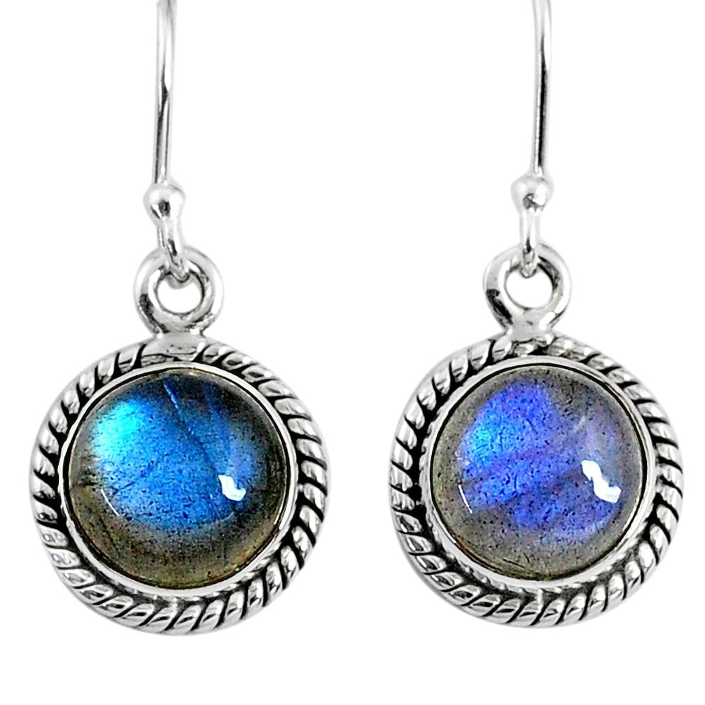 7.54cts natural blue labradorite 925 sterling silver dangle earrings r66427