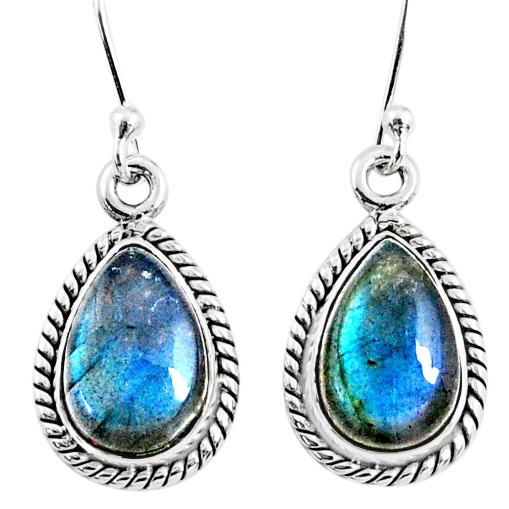 9.37cts natural blue labradorite 925 sterling silver dangle earrings r66441