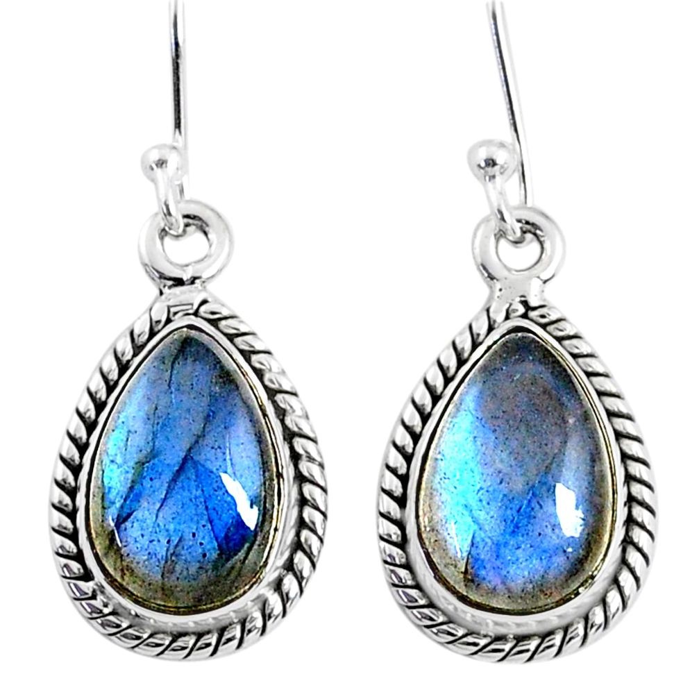 8.87cts natural blue labradorite 925 sterling silver dangle earrings r66442