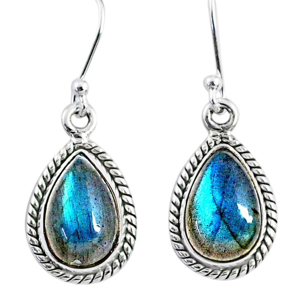9.37cts natural blue labradorite 925 sterling silver dangle earrings r66446