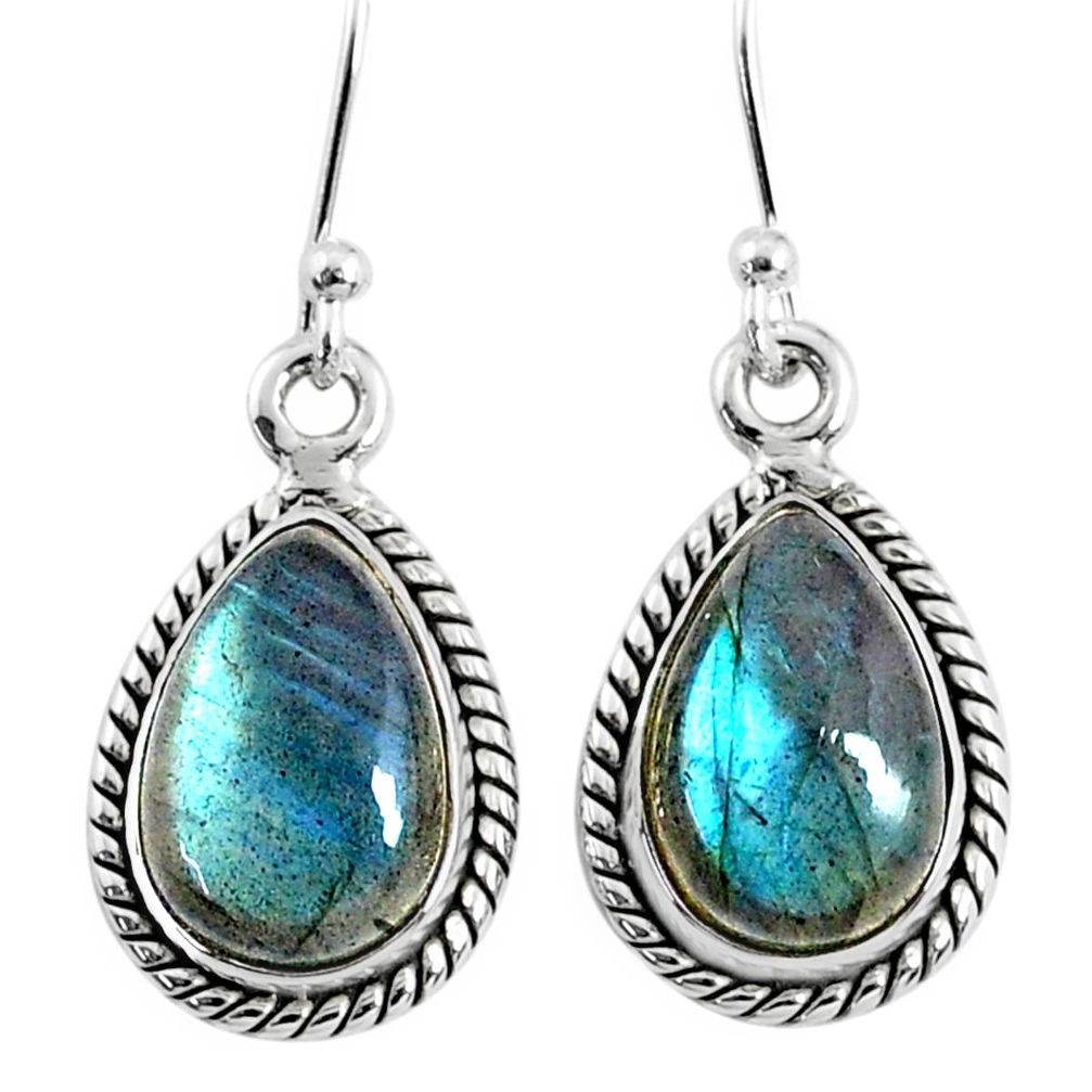 8.87cts natural blue labradorite 925 sterling silver dangle earrings r66454