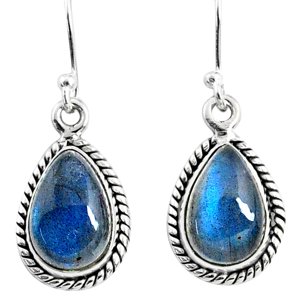 8.82cts natural blue labradorite 925 sterling silver dangle earrings r66457