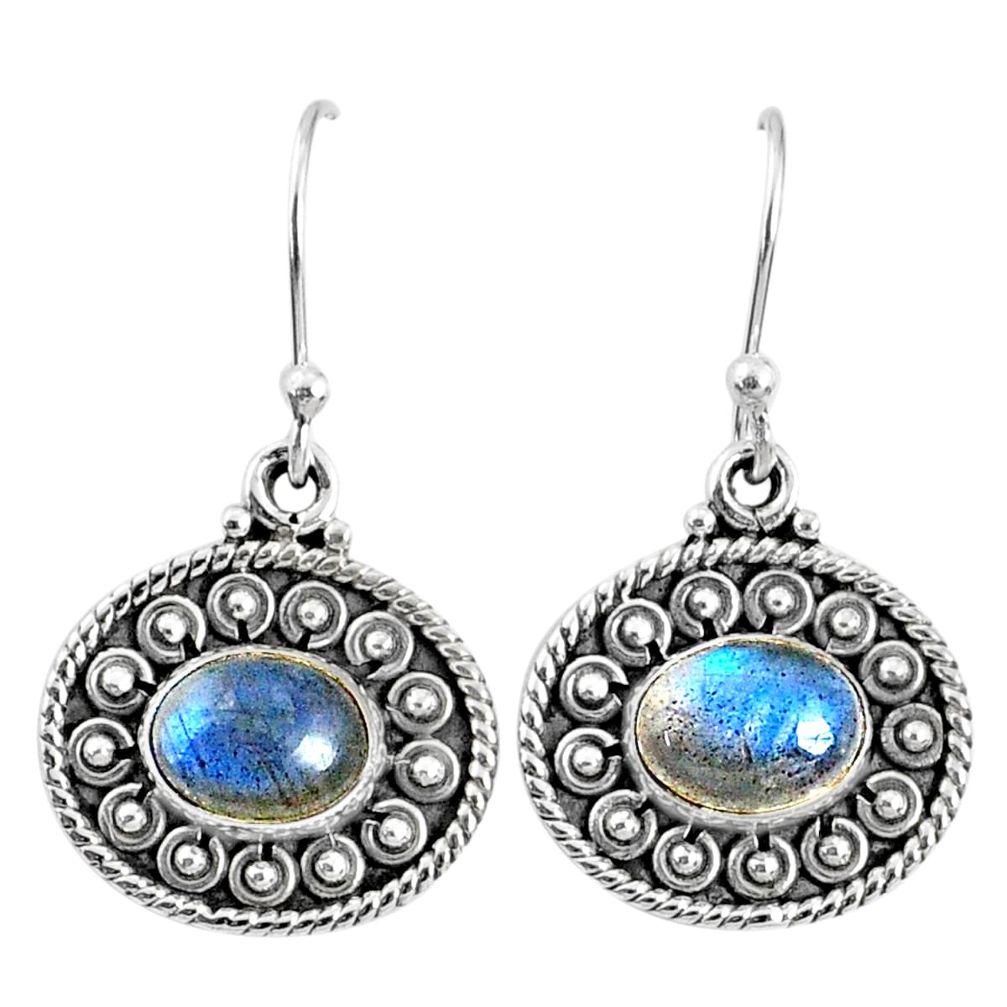 4.26cts natural blue labradorite 925 sterling silver dangle earrings r67117