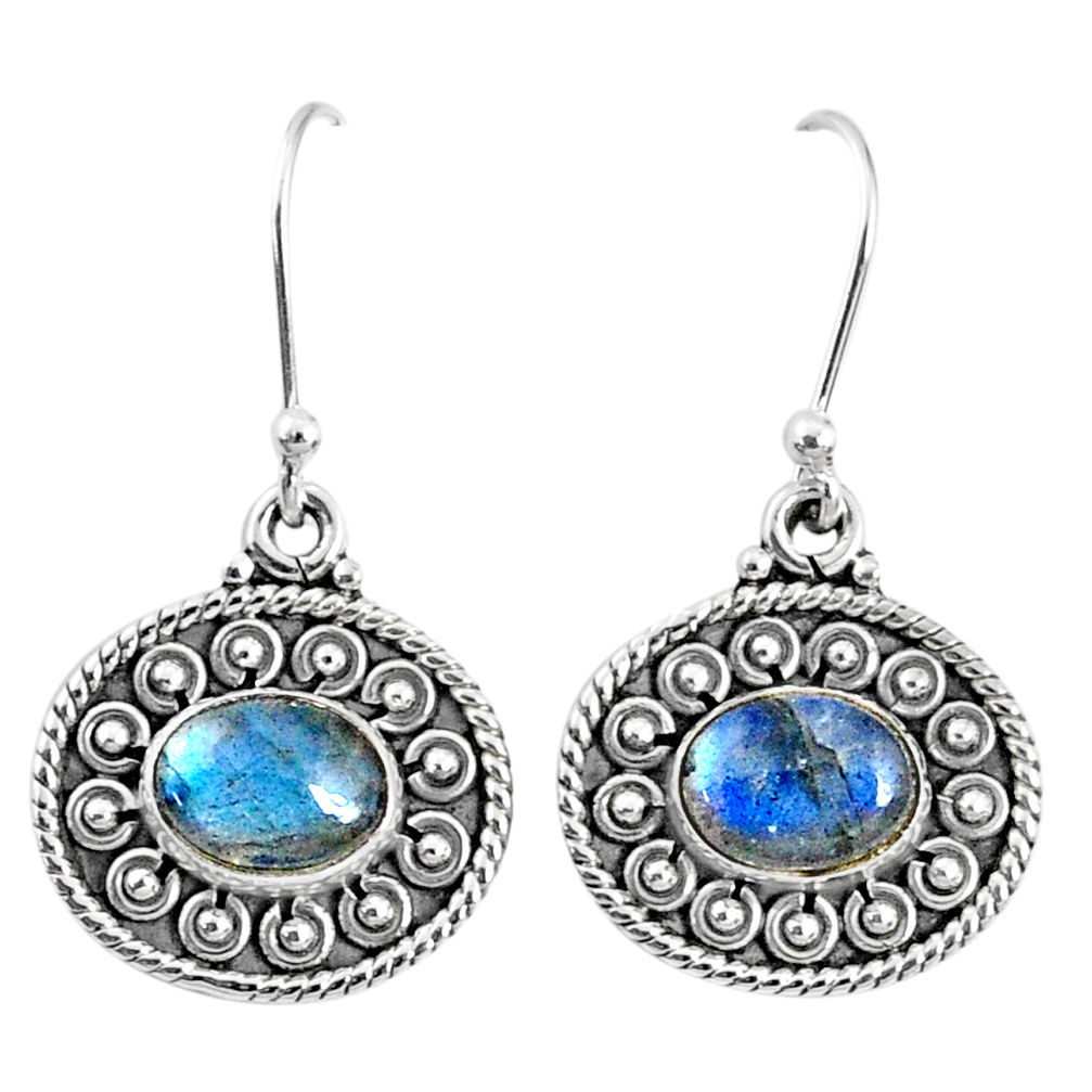 4.30cts natural blue labradorite 925 sterling silver dangle earrings r67119