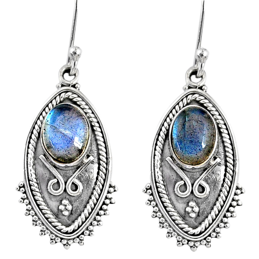 4.53cts natural blue labradorite 925 sterling silver dangle earrings r67171