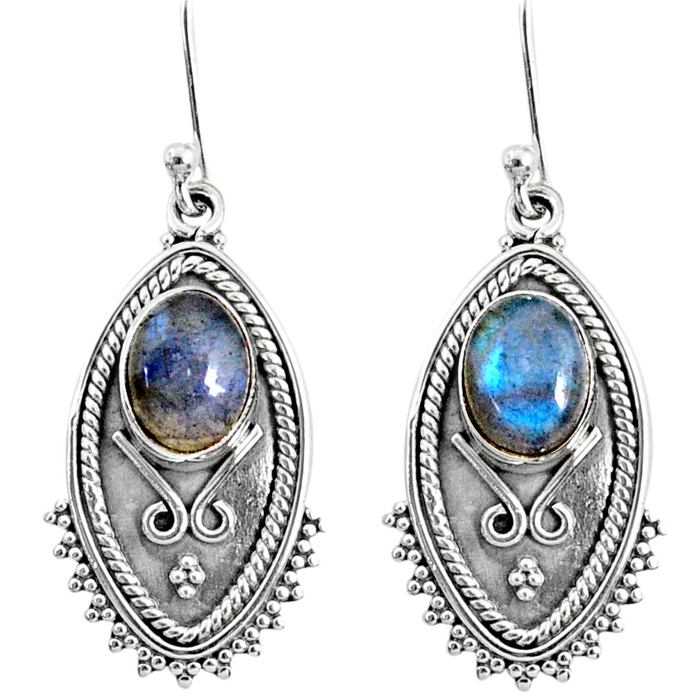 4.22cts natural blue labradorite 925 sterling silver dangle earrings r67173