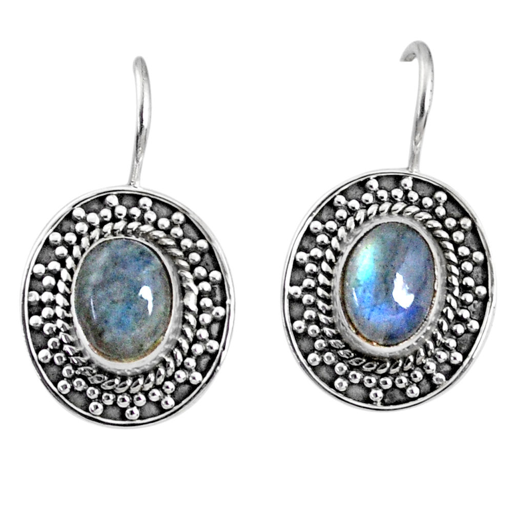 4.51cts natural blue labradorite 925 sterling silver dangle earrings r67217