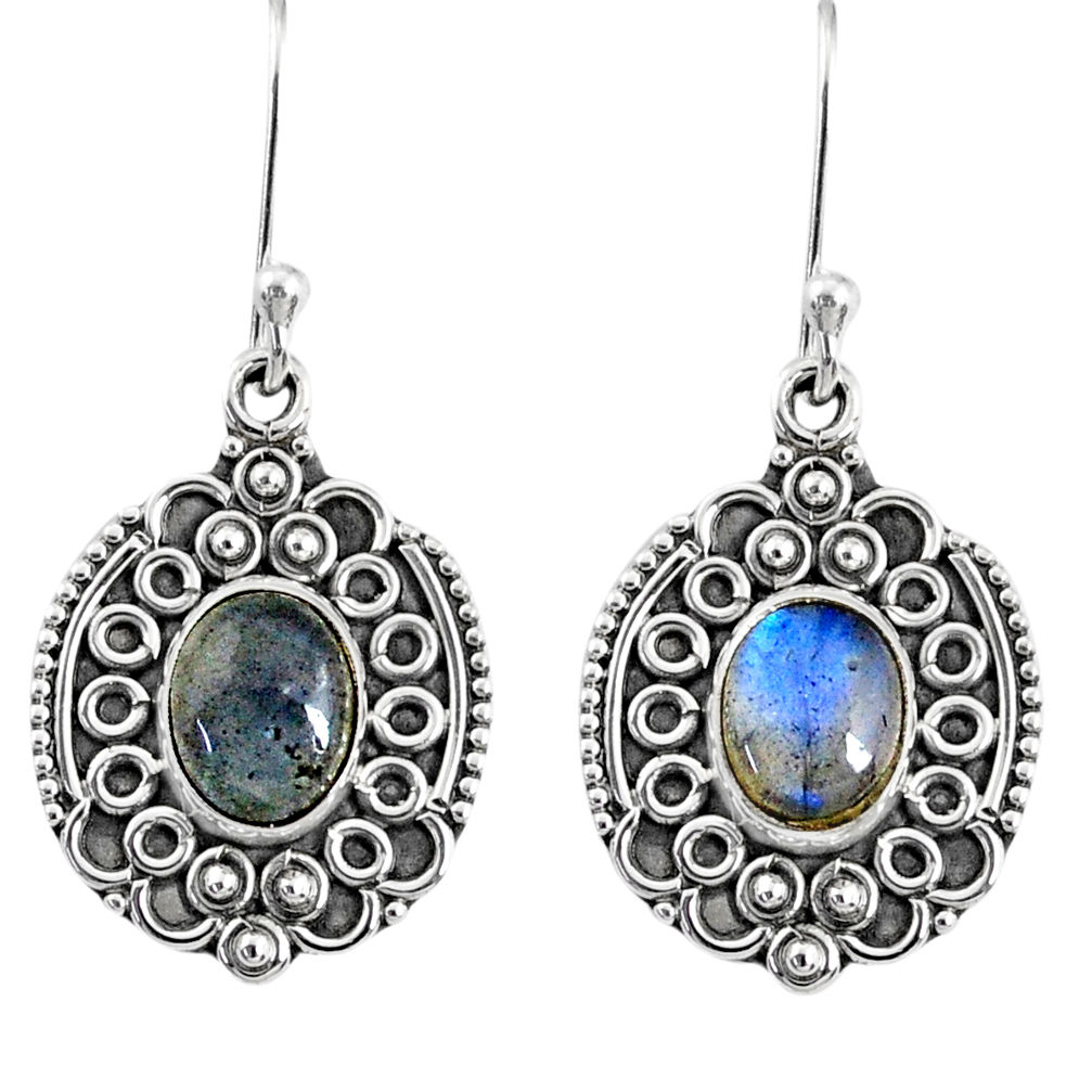 4.52cts natural blue labradorite 925 sterling silver dangle earrings r67219