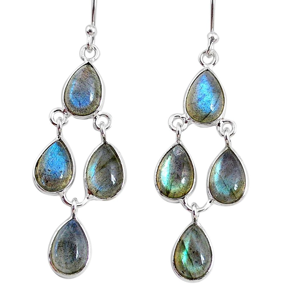13.63cts natural blue labradorite 925 sterling silver dangle earrings r74992