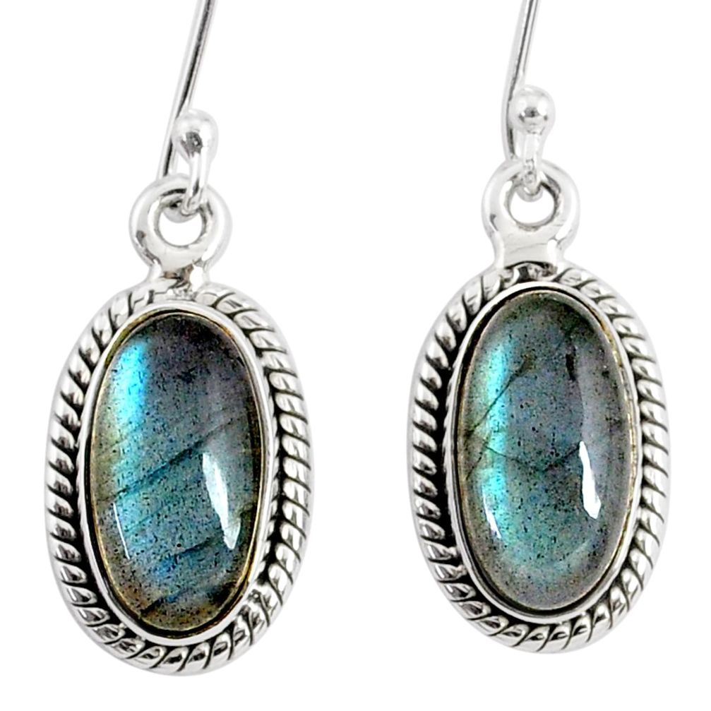 9.61cts natural blue labradorite 925 sterling silver dangle earrings r75220