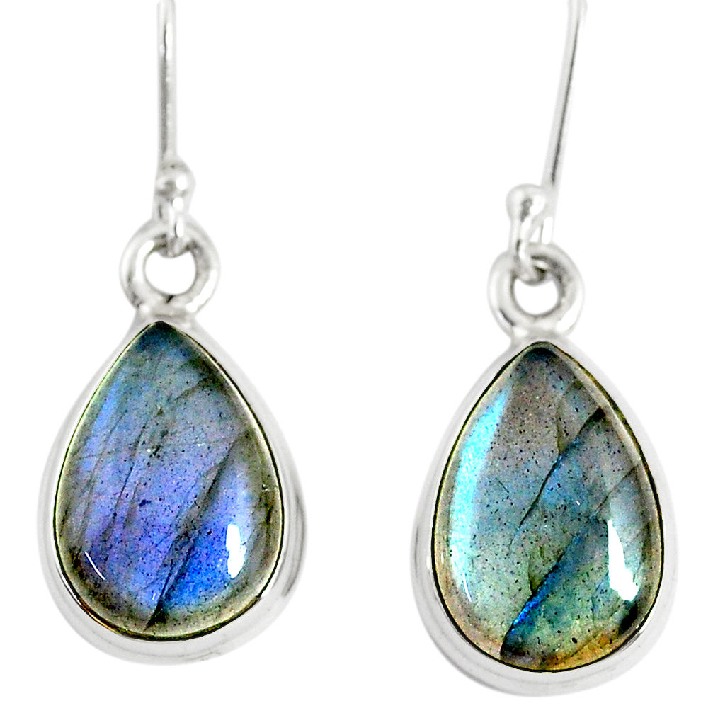 9.86cts natural blue labradorite 925 sterling silver dangle earrings r77280