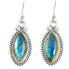 9.86cts natural blue labradorite 925 sterling silver dangle earrings r77281