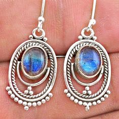 3.84cts natural blue labradorite 925 sterling silver dangle earrings t28257