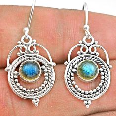 2.44cts natural blue labradorite 925 sterling silver dangle earrings t28312
