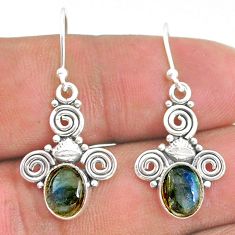 3.91cts natural blue labradorite 925 sterling silver dangle earrings t32798