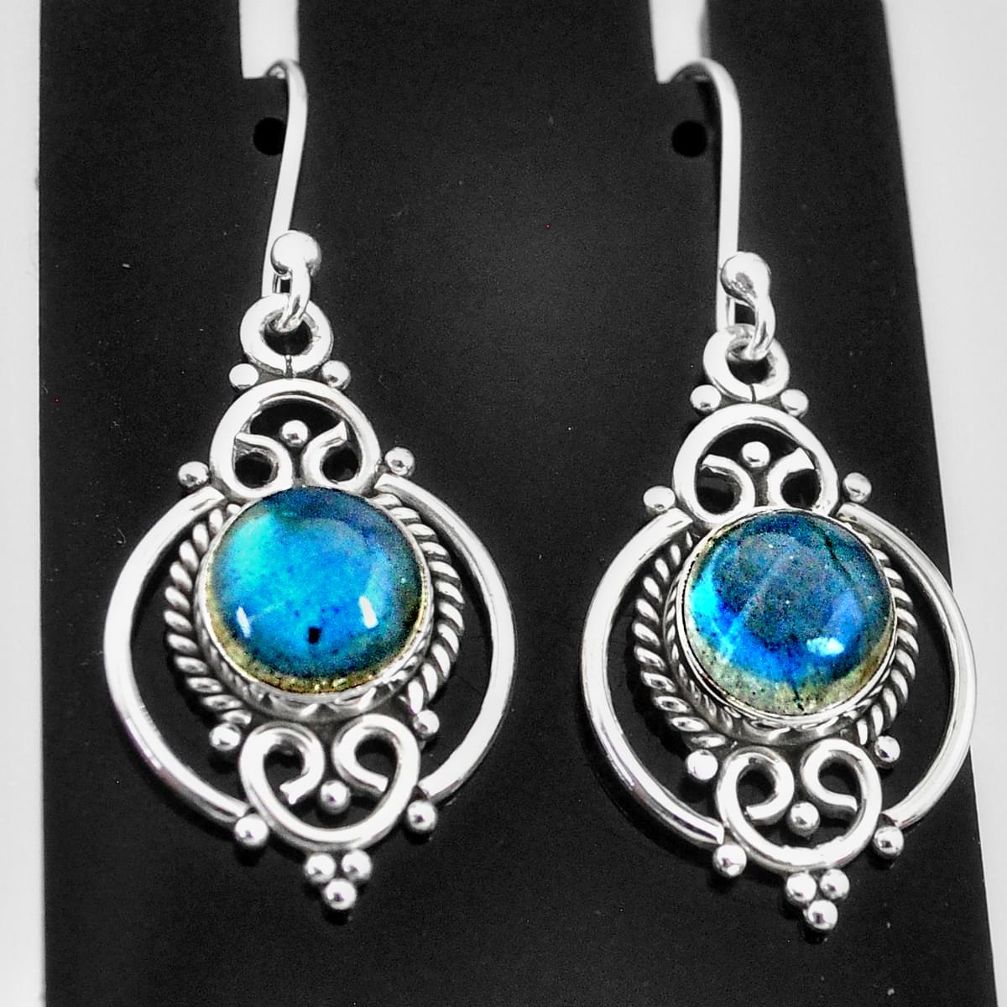 6.39cts natural blue labradorite 925 sterling silver dangle earrings t4050