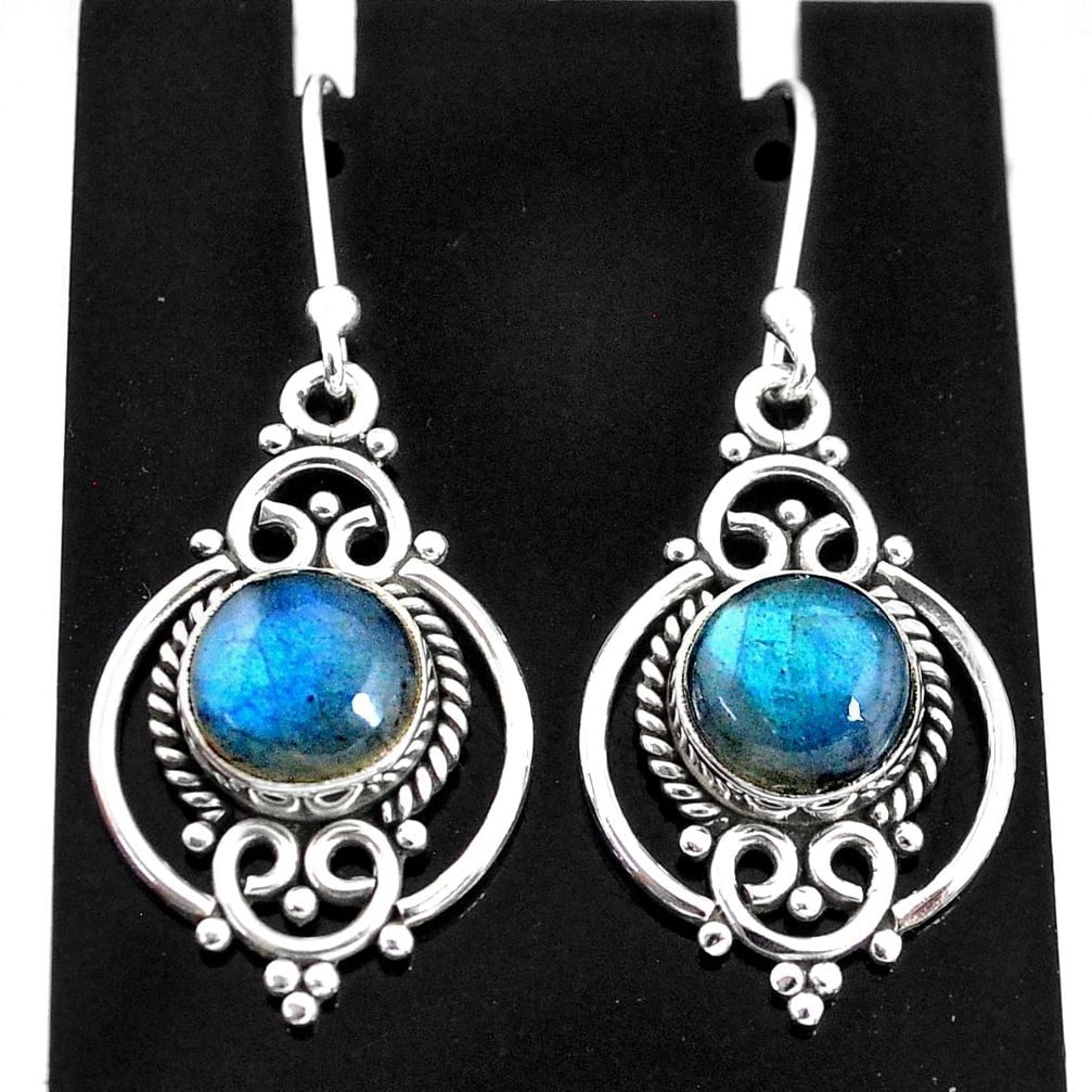 6.66cts natural blue labradorite 925 sterling silver dangle earrings t4054