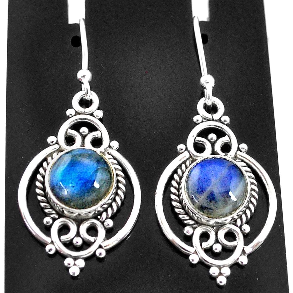 6.44cts natural blue labradorite 925 sterling silver dangle earrings t4057