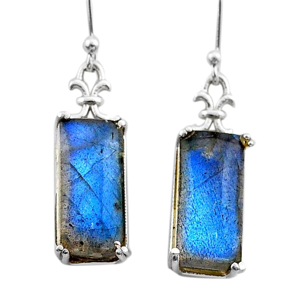 12.14cts natural blue labradorite 925 sterling silver dangle earrings t44602