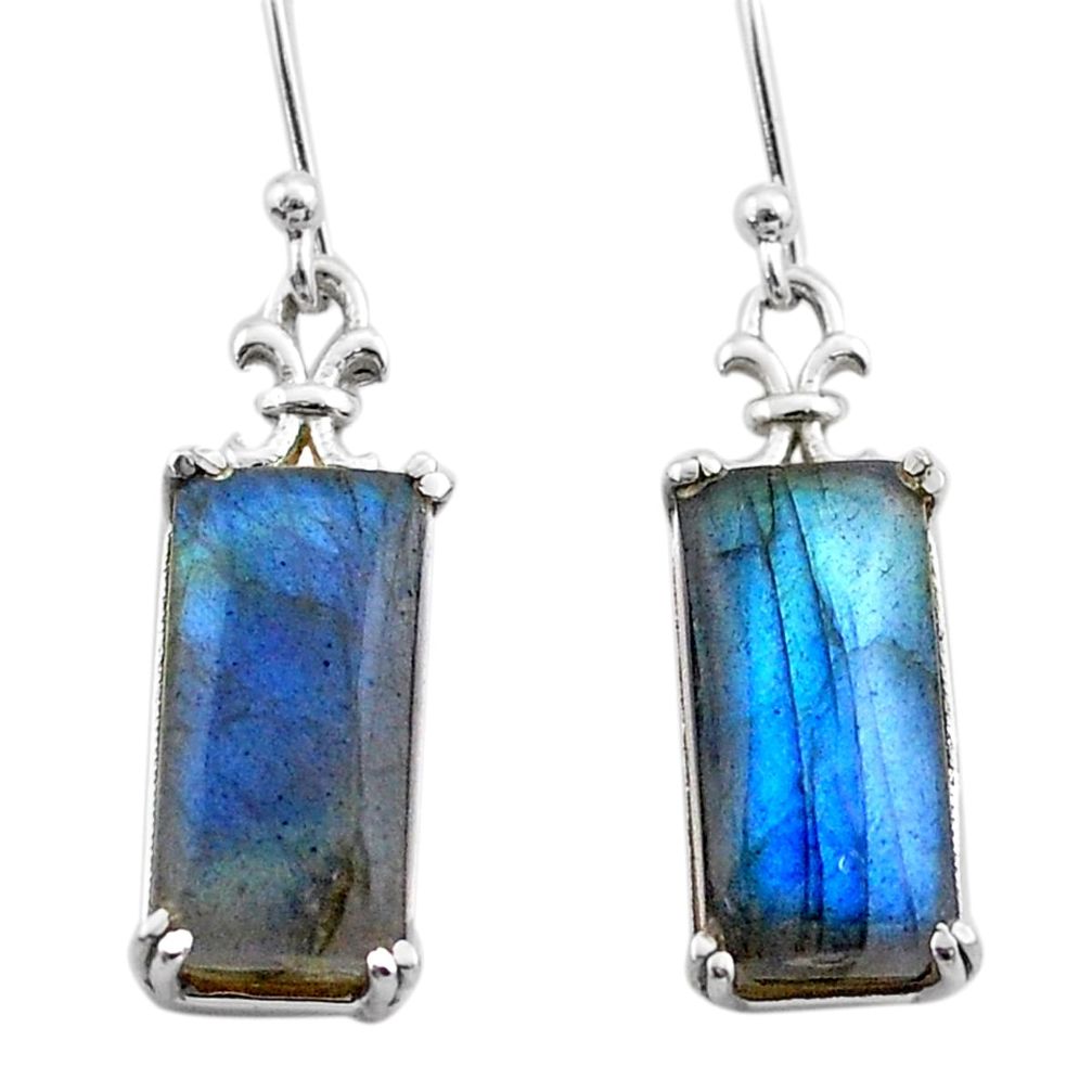 11.49cts natural blue labradorite 925 sterling silver dangle earrings t44606