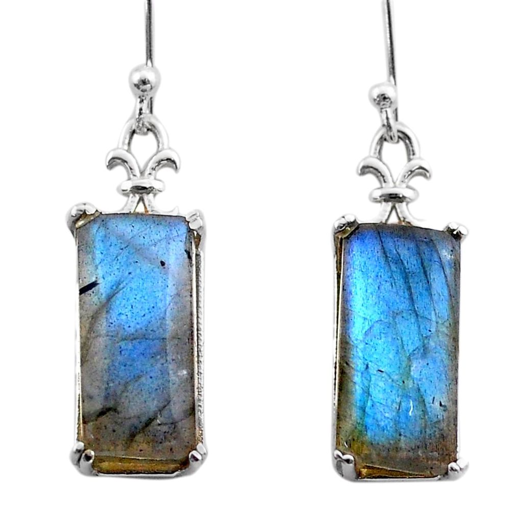 11.99cts natural blue labradorite 925 sterling silver dangle earrings t44607