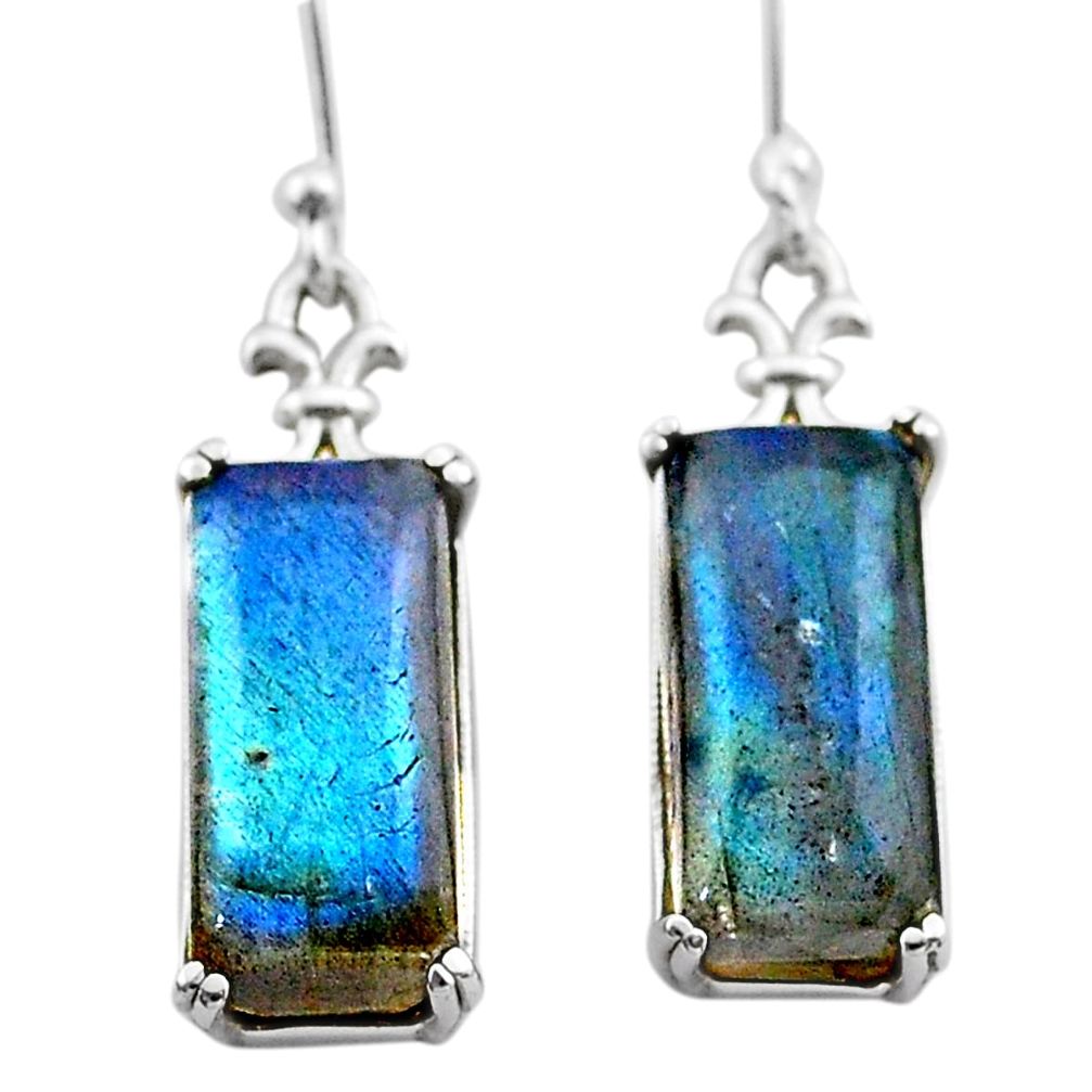 12.14cts natural blue labradorite 925 sterling silver dangle earrings t44613