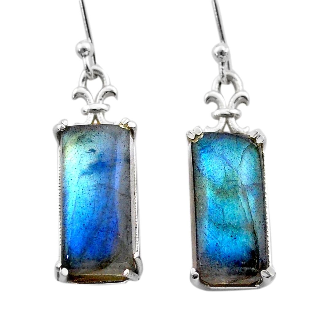 12.17cts natural blue labradorite 925 sterling silver dangle earrings t44614