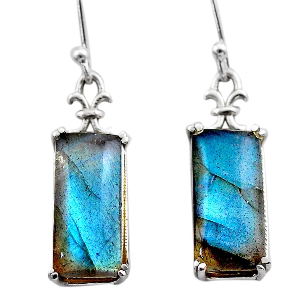 11.65cts natural blue labradorite 925 sterling silver dangle earrings t44617