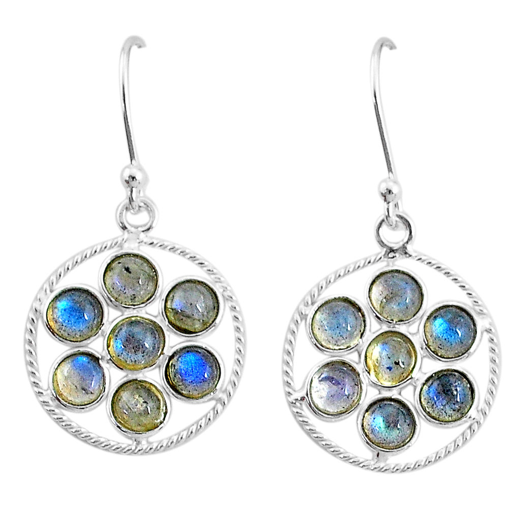 5.11cts natural blue labradorite 925 sterling silver dangle earrings t4618