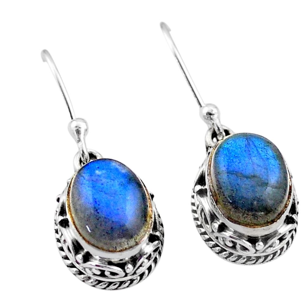 6.36cts natural blue labradorite 925 sterling silver dangle earrings t46816