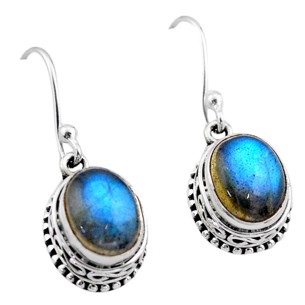6.10cts natural blue labradorite 925 sterling silver dangle earrings t46836