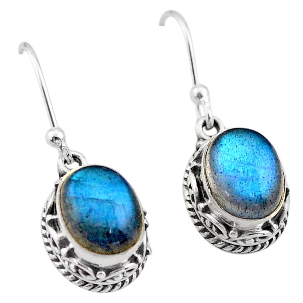 6.10cts natural blue labradorite 925 sterling silver dangle earrings t46838