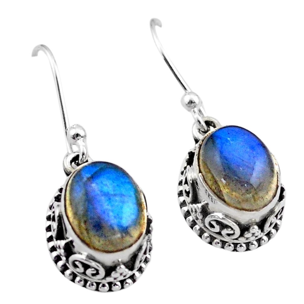 6.07cts natural blue labradorite 925 sterling silver dangle earrings t46857