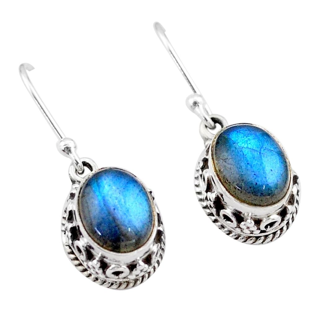 5.80cts natural blue labradorite 925 sterling silver dangle earrings t46873