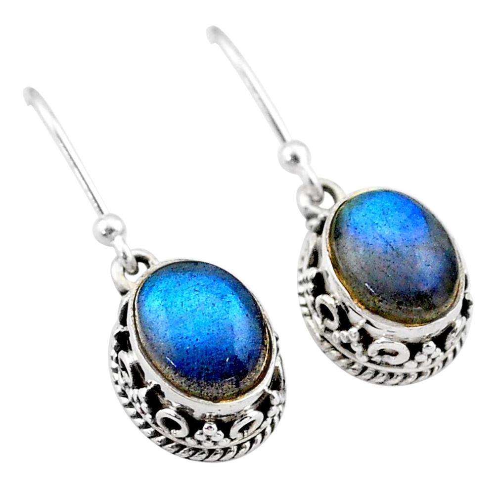 5.55cts natural blue labradorite 925 sterling silver dangle earrings t46874