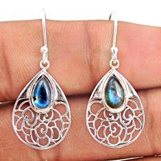 4.16cts natural blue labradorite 925 sterling silver dangle earrings t80956