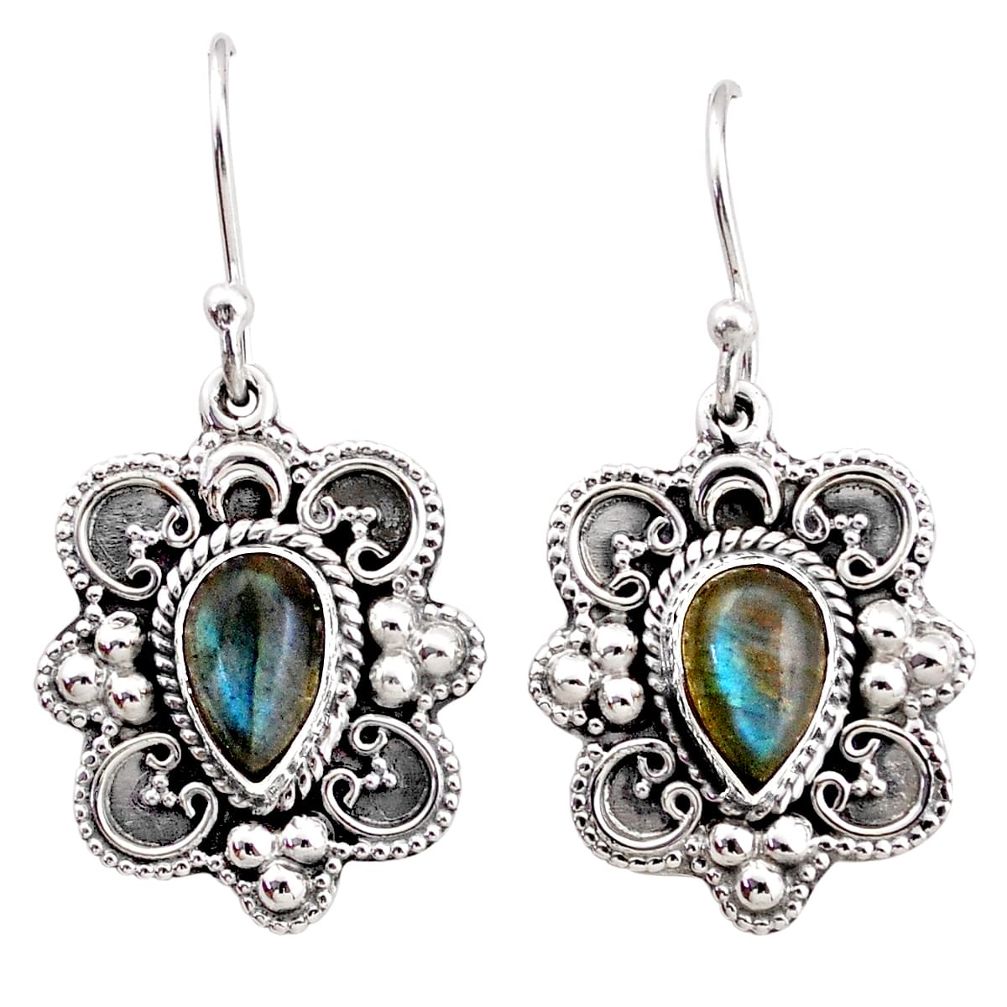 4.19cts natural blue labradorite 925 sterling silver dangle earrings t86859