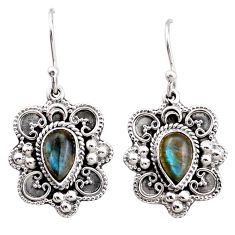 4.19cts natural blue labradorite 925 sterling silver dangle earrings t86859