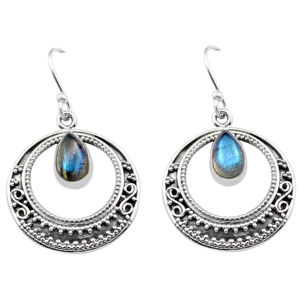 4.22cts natural blue labradorite 925 sterling silver dangle earrings u10569