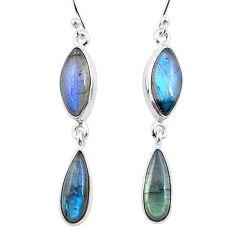 11.13cts natural blue labradorite 925 sterling silver dangle earrings u32626