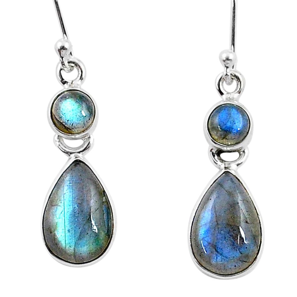 8.87cts natural blue labradorite 925 sterling silver dangle earrings u32634