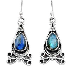 4.36cts natural blue labradorite 925 sterling silver dangle earrings u53258