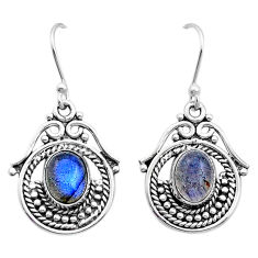 4.36cts natural blue labradorite 925 sterling silver dangle earrings u53337