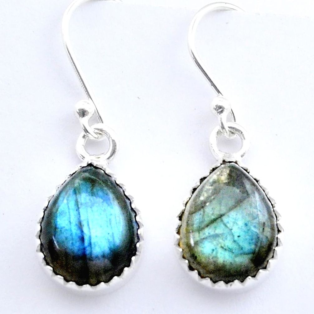 7.90cts natural blue labradorite 925 sterling silver dangle earrings u56176